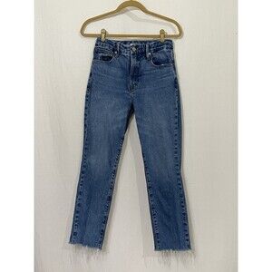 Good American Womens Good Classic High Rise Jeans Raw Hem Size 4 Waist 27